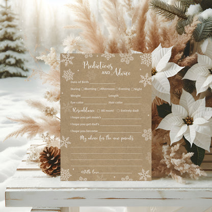 Snowflakes Baby Prediction & Advice Cards • Pack of 25 • Gender Neutral Winter Wonderland Baby Shower