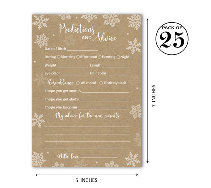Snowflakes Baby Prediction & Advice Cards • Pack of 25 • Gender Neutral Winter Wonderland Baby Shower