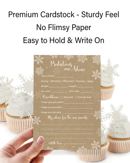 Snowflakes Baby Prediction & Advice Cards • Pack of 25 • Gender Neutral Winter Wonderland Baby Shower
