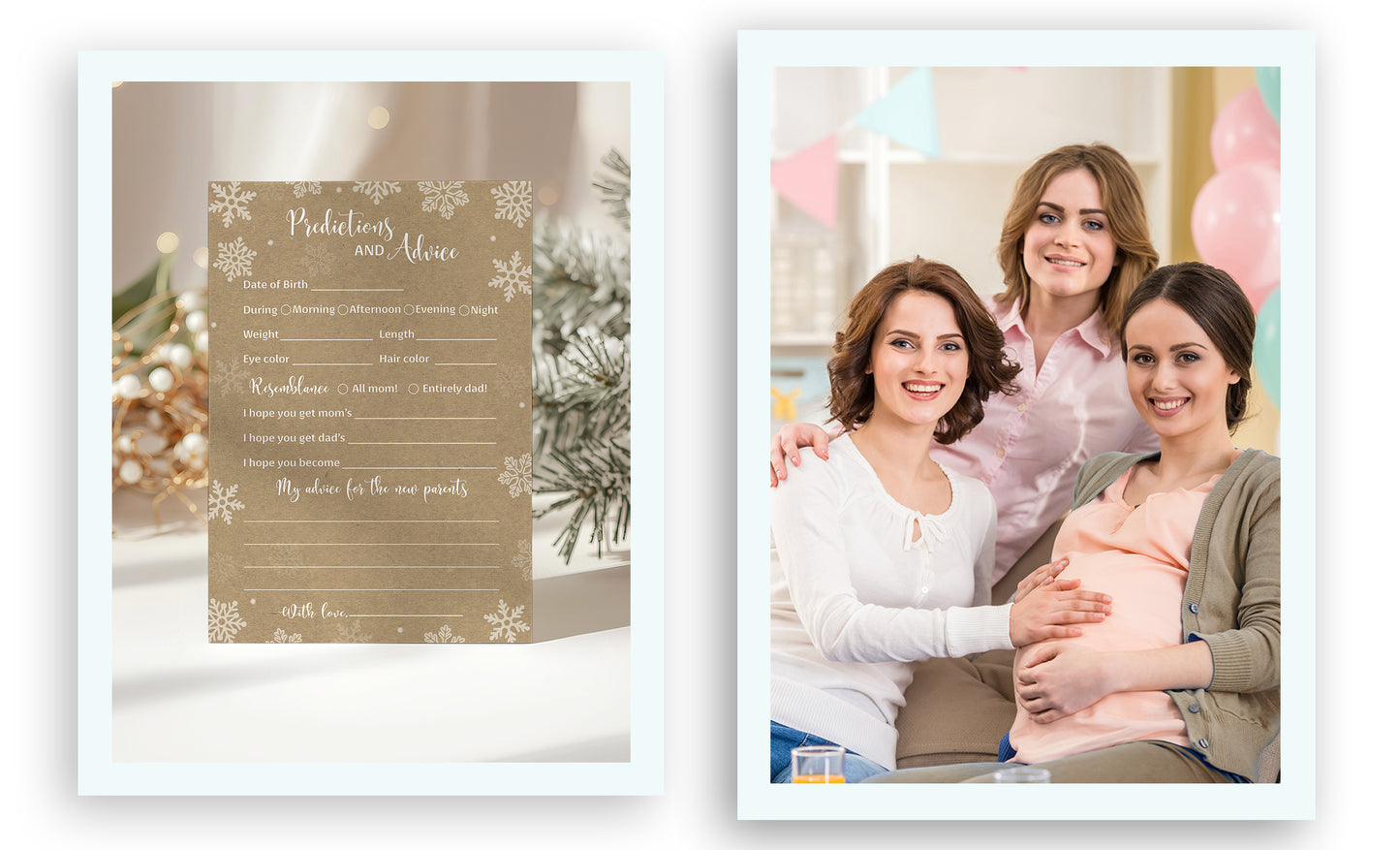 Snowflakes Baby Prediction & Advice Cards • Pack of 25 • Gender Neutral Winter Wonderland Baby Shower