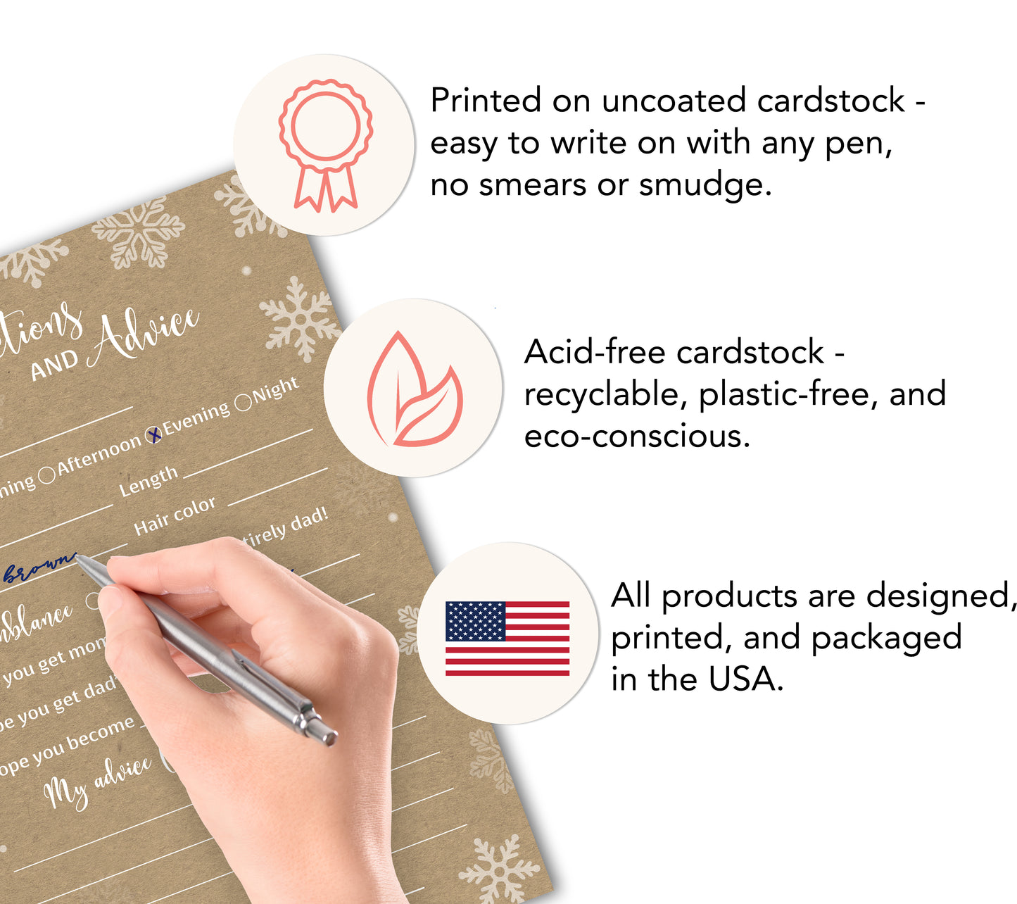 Snowflakes Baby Prediction & Advice Cards • Pack of 25 • Gender Neutral Winter Wonderland Baby Shower