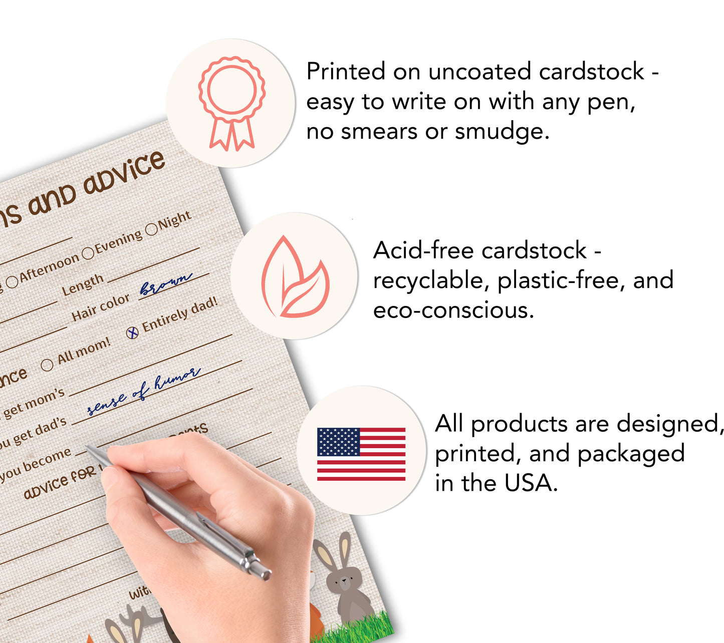 Woodland Animals Baby Shower Game - Predictions & Advice Cards • SET of 25