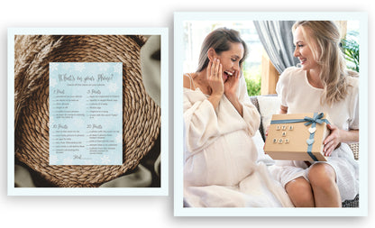 Snowflakes Baby Shower Game – What’s on Your Phone • Pack of 25 • Winter Wonderland Blue Boy Baby Shower Game