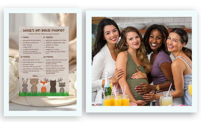 Woodland Animals Baby Shower Game - What's On Your Phone • SET of 25