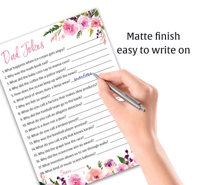 Floral Girl Baby Shower Game • DAD JOKES Games • Pack of 25
