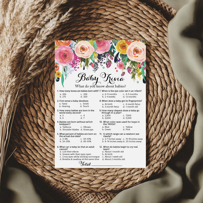 Garden Baby Shower Game - Baby Trivia • SET of 25