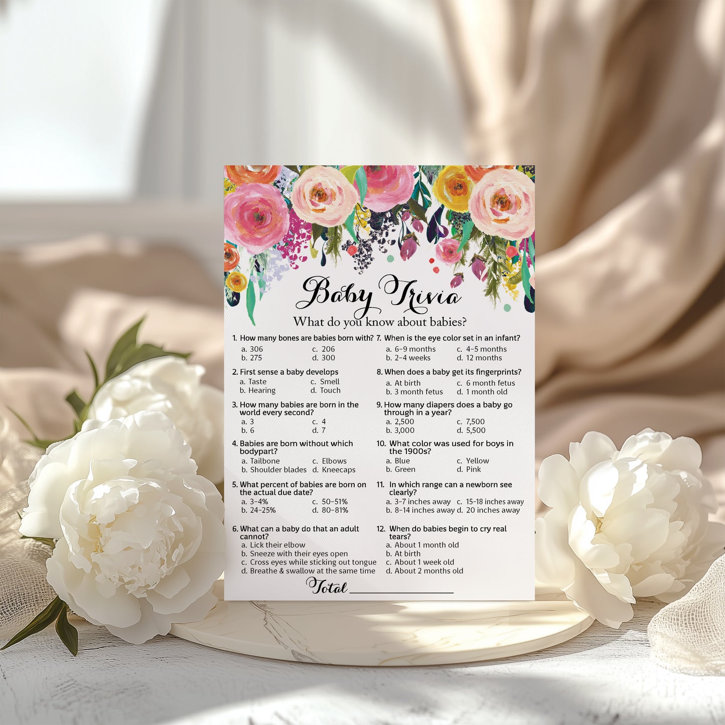 Garden Baby Shower Game - Baby Trivia • SET of 25