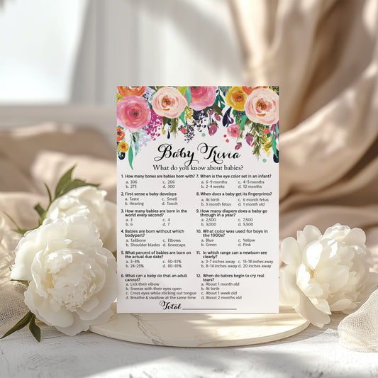 Garden Baby Shower Game - Baby Trivia • SET of 25