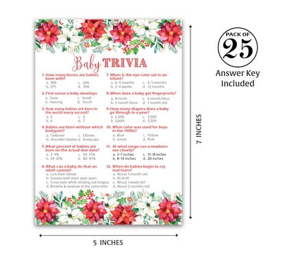Christmas Baby Shower Game, Baby Trivia – Pack of 25 – Gender Neutral Winter Theme Holiday Baby Facts Activity