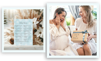 Snowflakes Boy Baby Shower Game Baby Trivia • Pack of 25 • Blue Winter Wonderland Theme