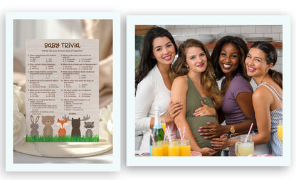 Woodland Animals Baby Shower Game - Baby Trivia • SET of 25