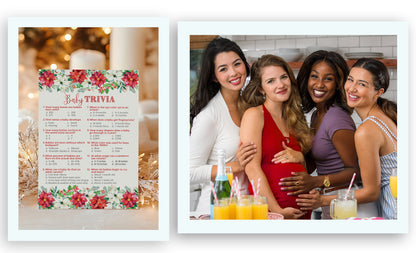 Christmas Baby Shower Game, Baby Trivia – Pack of 25 – Gender Neutral Winter Theme Holiday Baby Facts Activity