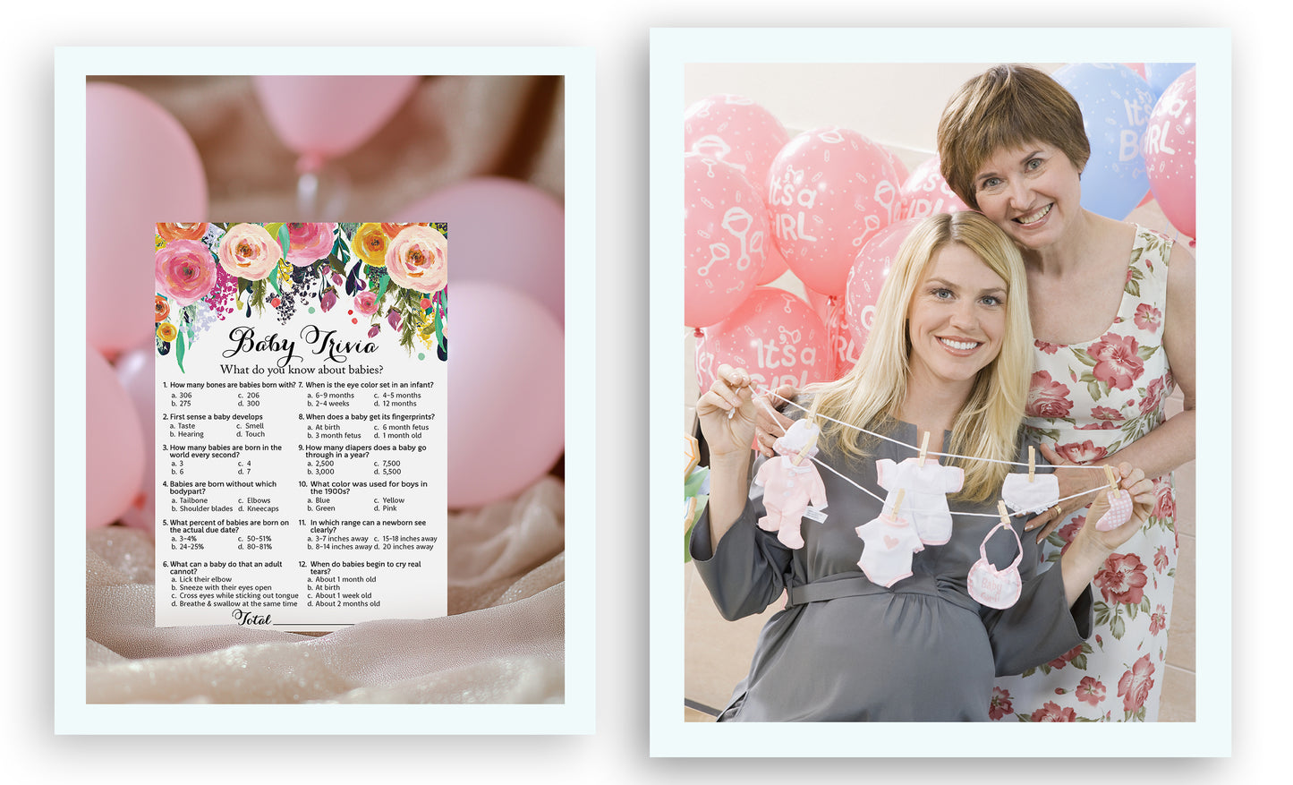 Garden Baby Shower Game - Baby Trivia • SET of 25