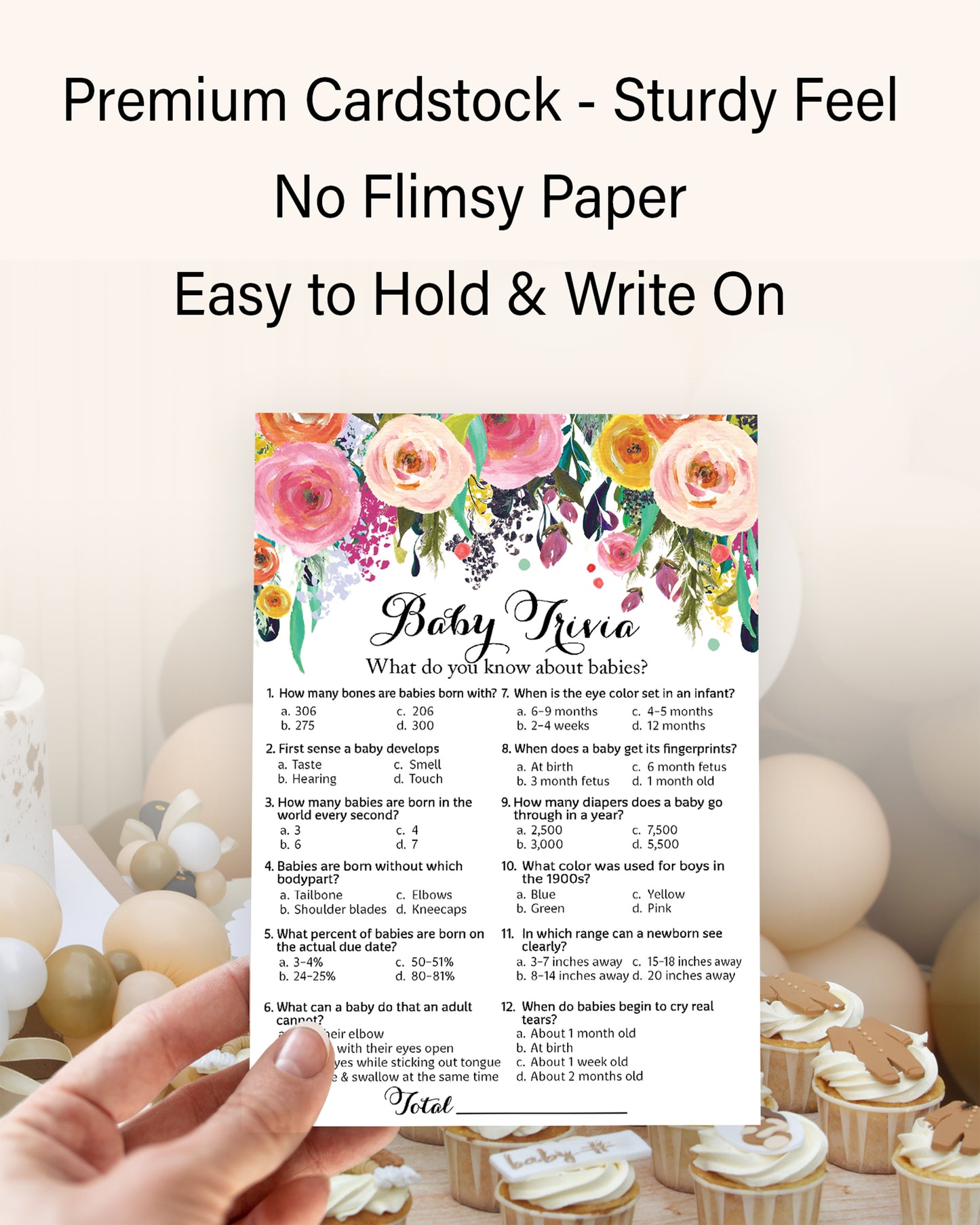 Garden Baby Shower Game - Baby Trivia • SET of 25