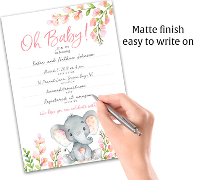 Oh Baby Floral BABY GIRL Blank Fill-in Baby Shower INVITES - Pack of 25