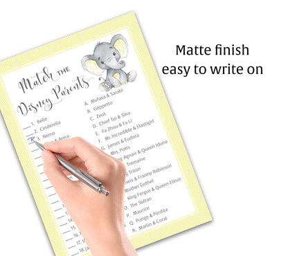Yellow Elephant Little Peanut Theme Baby Shower Game • Disney Parent Match • SET of 25 • Gender Neutral