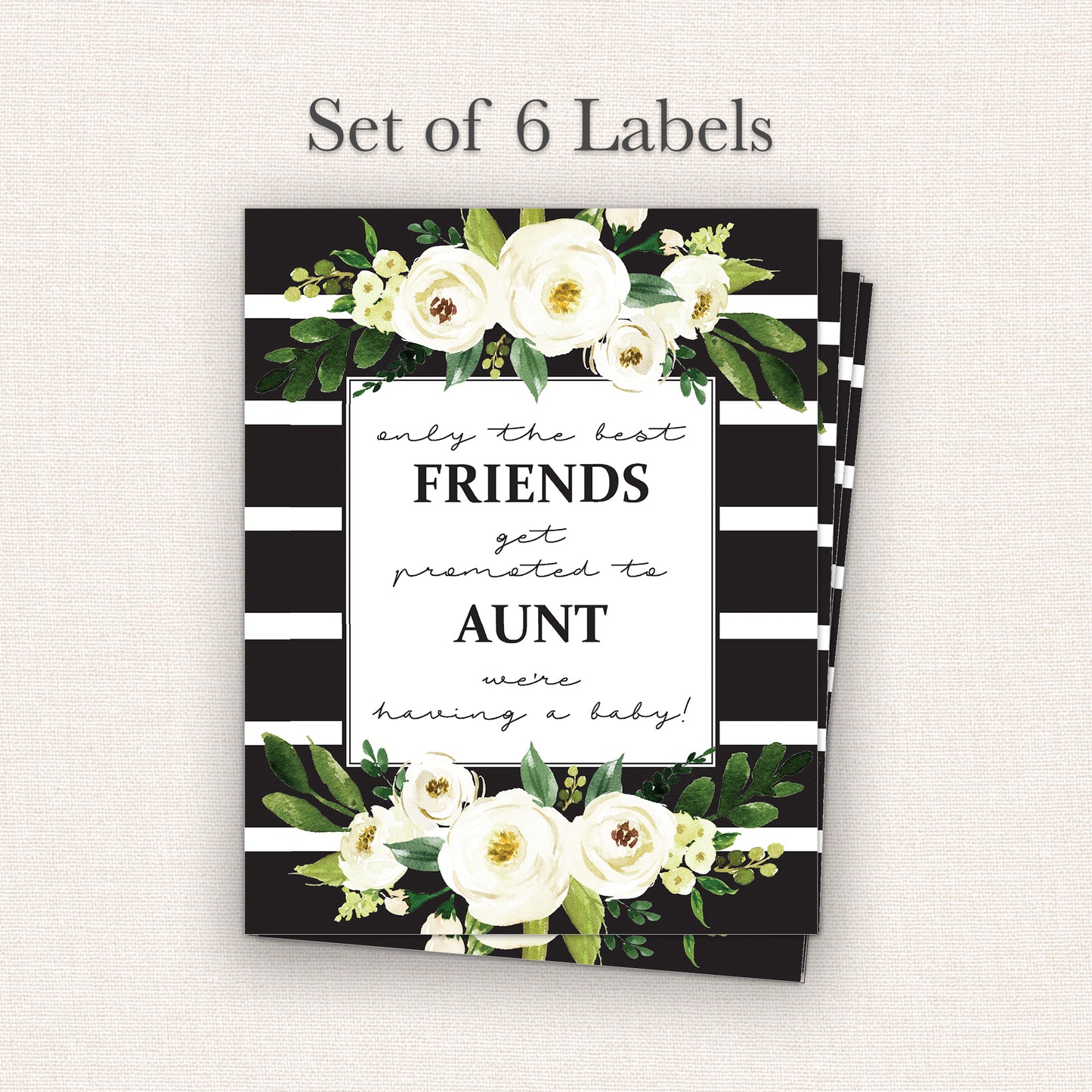 Friends Pregnancy Announcement Wine Labels • Set of 6 • Aunt Reveal (Final Sale)