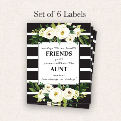 Friends Pregnancy Announcement Wine Labels • Set of 6 • Aunt Reveal (Final Sale)