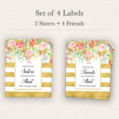 Pregnancy Announcement Wine Labels • Set of 6 • Aunt Reveal for Family & Friends - Final Sale
