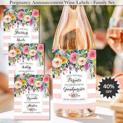 Family & Friends Pregnancy Announcement Wine Labels • Set of 6 • Final Sale