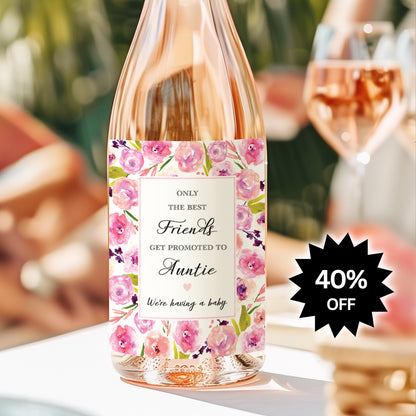 Friends Pregnancy Announcement Wine Labels • Set of 6 • Auntie Reveal (Final Sale)