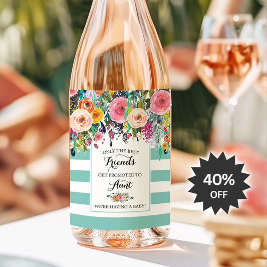 Friends Pregnancy Announcement Wine Labels • Set of 4 • Aunt Reveal (Final Sale)