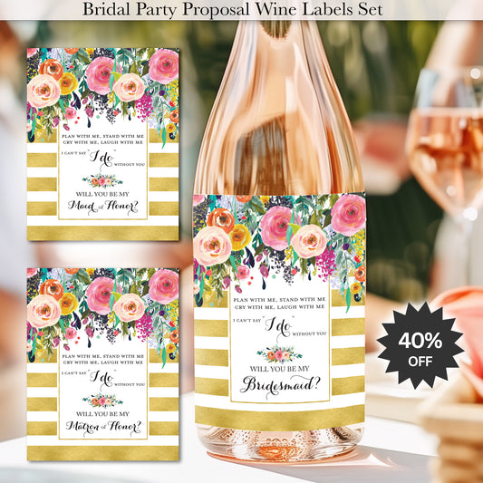 Bridesmaid Proposal Wine Labels • Set of 8 • Bridal Party Ask (Final Sale)