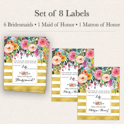 Bridesmaid Proposal Wine Labels • Set of 8 • Bridal Party Ask (Final Sale)