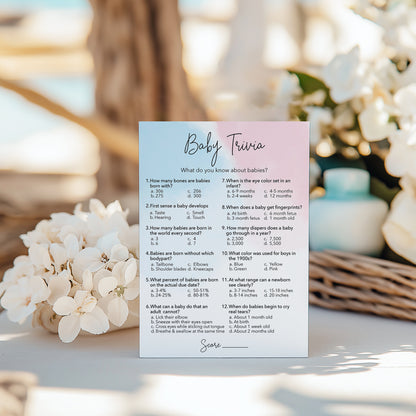 Blue or Pink Baby Shower Game • Baby Trivia • SET of 25 • Gender Reveal