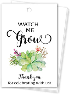 Floral Green Succulents Favor Tags - Watch Me Grow Tags • SET of 25