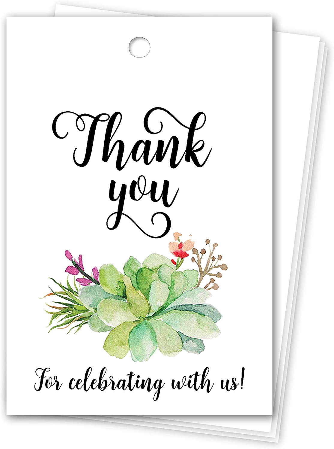 Floral Green Succulents Favor Tags - Thank You Tags • SET of 25