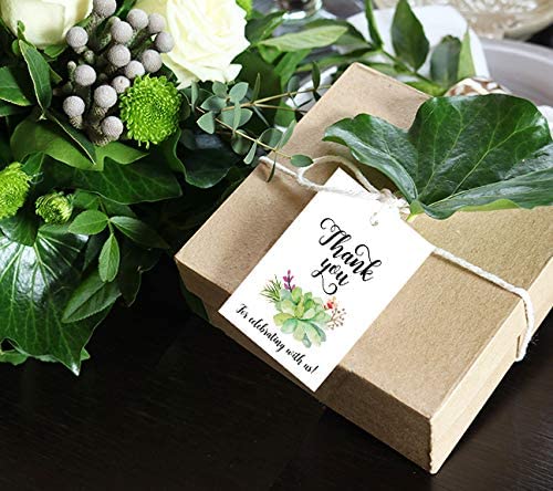 Floral Green Succulents Favor Tags - Thank You Tags • SET of 25