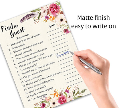 Floral Bohemian Baby Shower Game - Find The Guest • SET of 25
