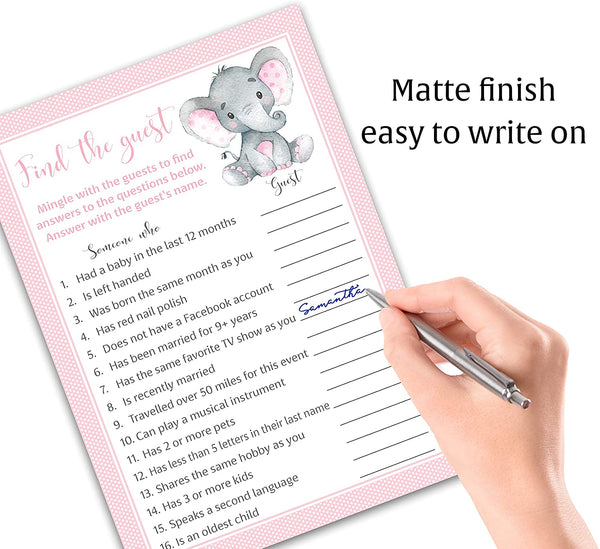 Pink Elephant Baby Shower Game - Find The Guest • SET of 25