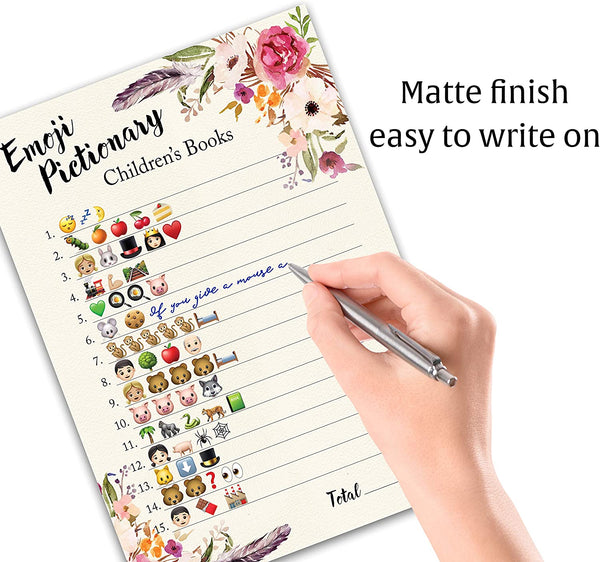 Floral Bohemian Baby Shower Game - Emoji Pictionary • SET of 25