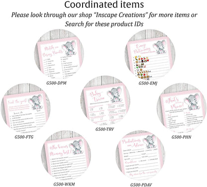 Pink Elephant Baby Shower Game - What's On Your Phone • SET of 25