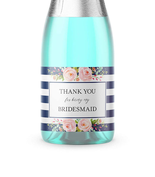 Thank You For Being My Bridesmaid Mini Champagne Labels • Bridesmaid, Maid / Matron of Honor Thank You • 8 DIFFERENT Colors • SET of 8