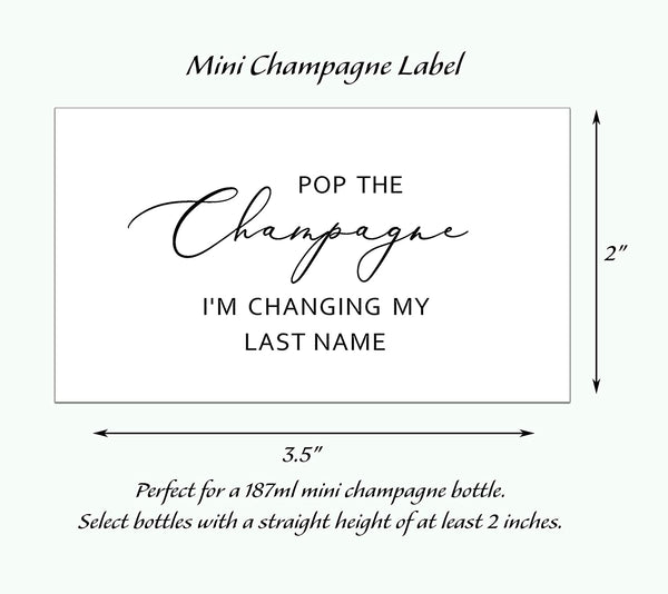 Pop The Champagne • Bachelorette Party, Bridal Shower Mini Champagne Labels • SET of 12