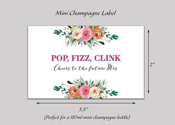 Cheers To The Future Mrs • Engagement Party, Bachelorette Party, Bridal Shower Mini Champagne Labels • SET of 12