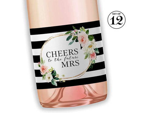 Cheers To The Future Mrs • Engagement Party, Bachelorette Party, Bridal Shower Mini Champagne Labels • SET of 12