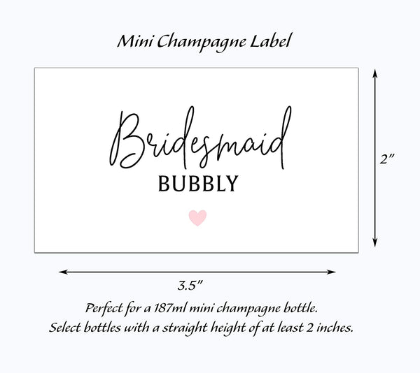 Will You Be My Bridesmaid Mini Champagne Labels • Bridesmaid Proposal, Maid / Matron of Honor Ask • SET of 10