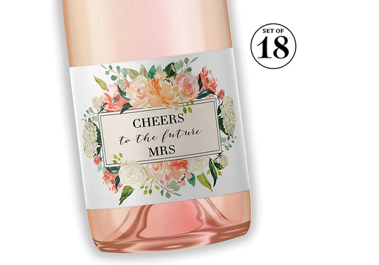 Cheers To The Future Mrs • Engagement Party, Bachelorette Party, Bridal Shower Mini Champagne Labels • SET of 18