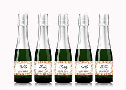 Bride Tribe Bubbly • Bachelorette Party, Bridal Shower Mini Champagne Labels • SET of 12