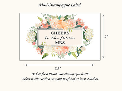 Cheers To The Future Mrs • Engagement Party, Bachelorette Party, Bridal Shower Mini Champagne Labels • SET of 18