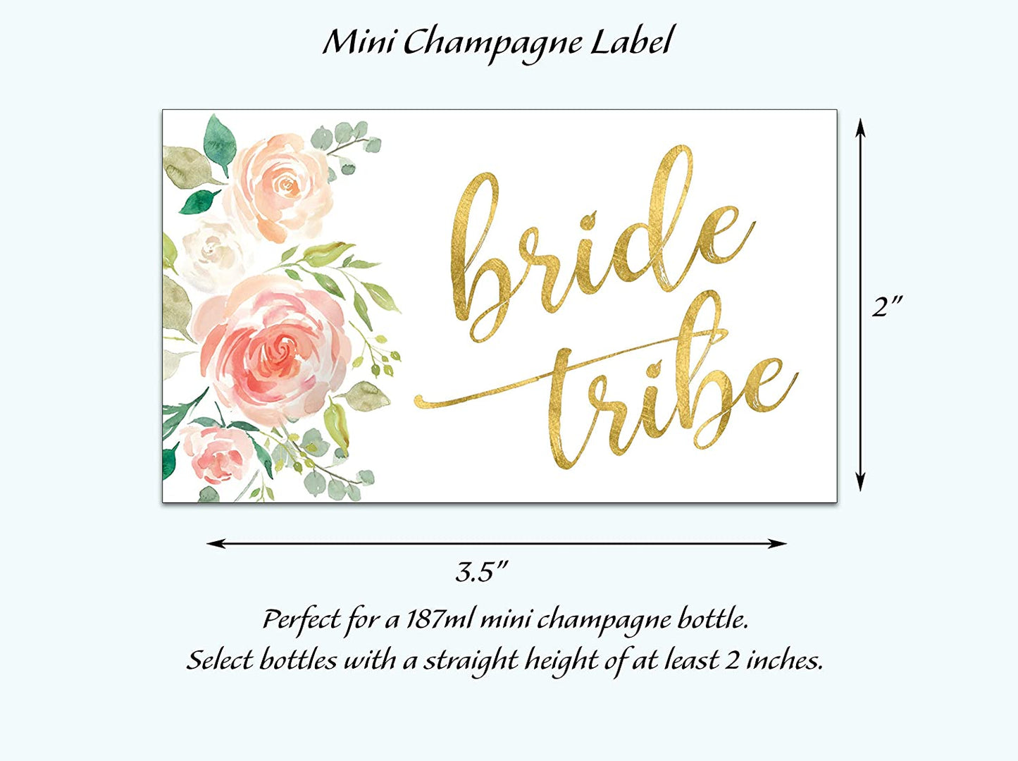 Bride Tribe • Bachelorette Party, Bridal Shower Mini Champagne Labels • SET of 18