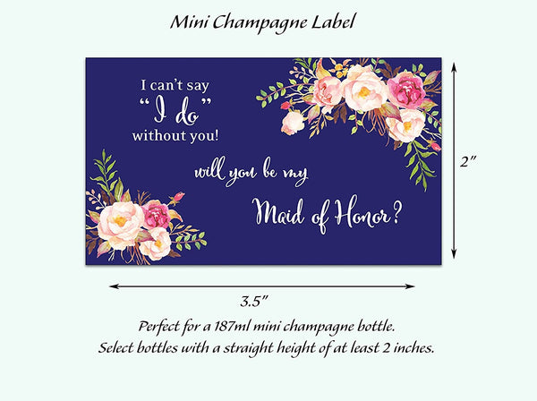 Will You Be My Bridesmaid Mini Champagne Labels • Bridesmaid Proposal, Maid / Matron of Honor Ask • SET of 10