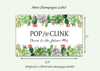 Cheers To The Future Mrs • Pop Fizz Clink! • Bachelorette Party, Bridal Shower Mini Champagne Labels • SET of 12