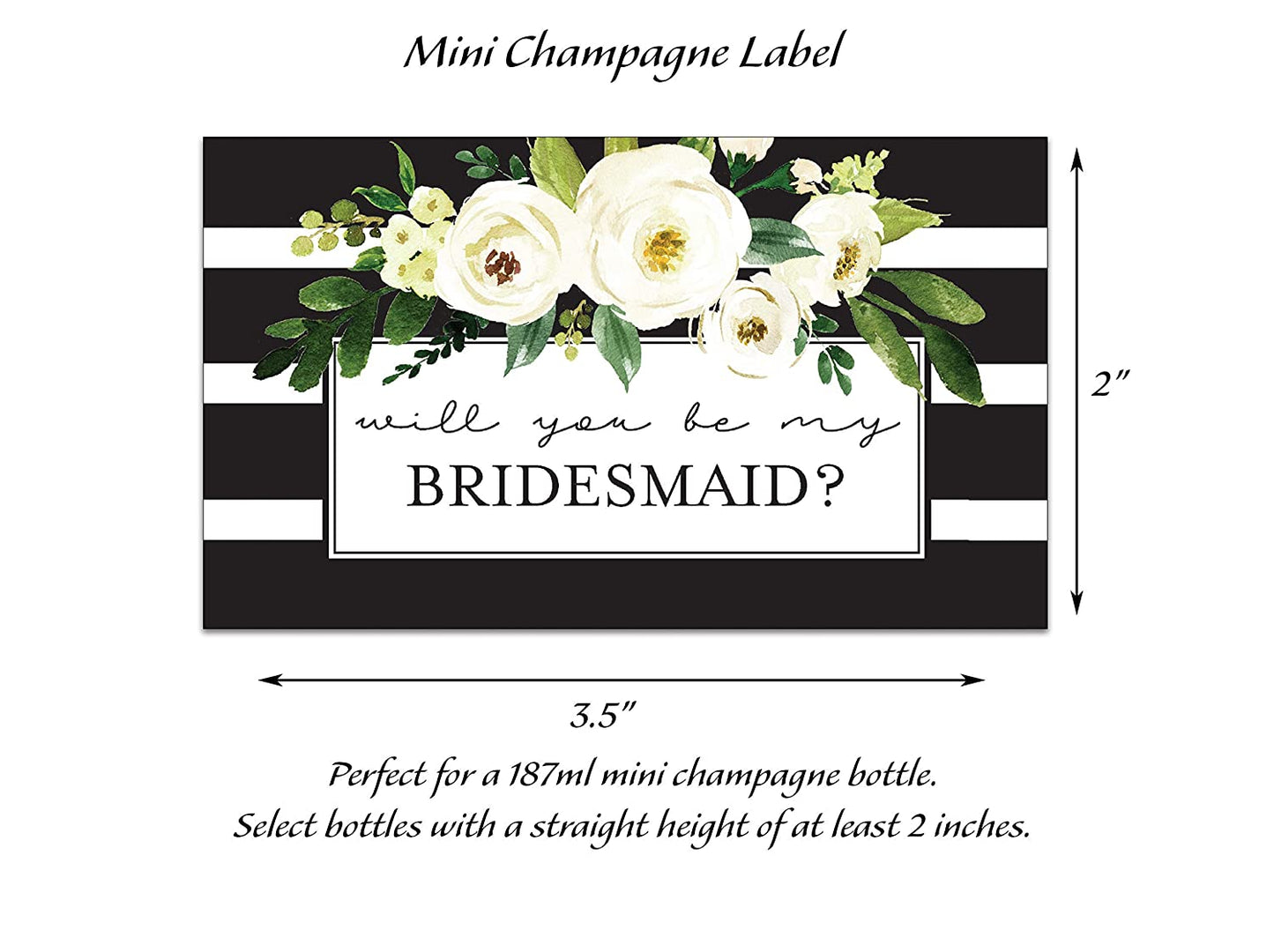 Will You Be My Bridesmaid Mini Champagne Labels • Bridesmaid Proposal, Maid / Matron of Honor Ask • SET of 10