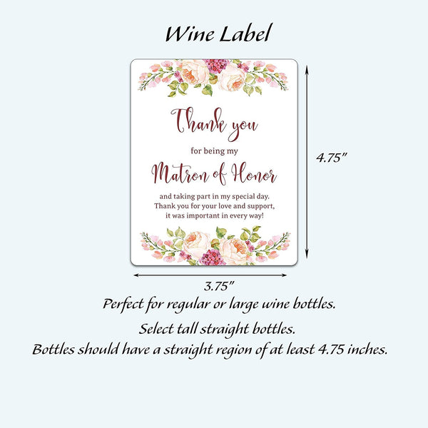 Thank You For Being My Bridesmaid Wine Bottle Labels • Bridesmaid, Maid / Matron of Honor Thank You • SET of 10