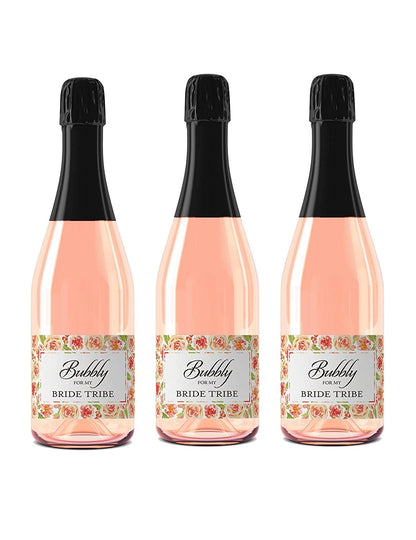Bride Tribe Bubbly • Bachelorette Party, Bridal Shower Mini Champagne Labels • SET of 12